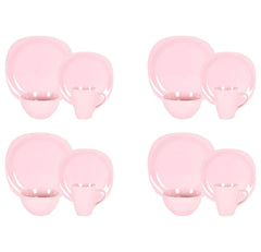 Stoneware Square 16pc Dinnerware Set, Matte Rosé