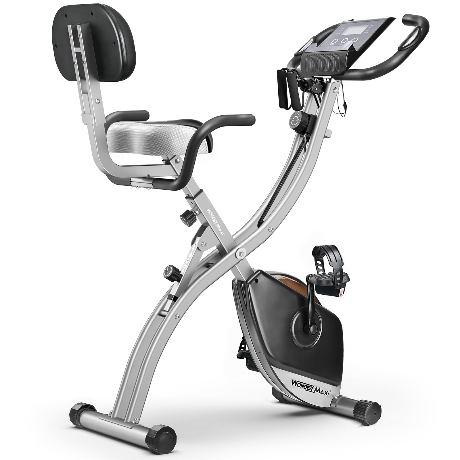 Wonder Maxi Foldable Exercise Bike for Home Magnetic Stationary Bike Indoor Cycling Upright Bicycle Indoor Cycle Recumbent Exercise Bike with Arm Resistance Bands