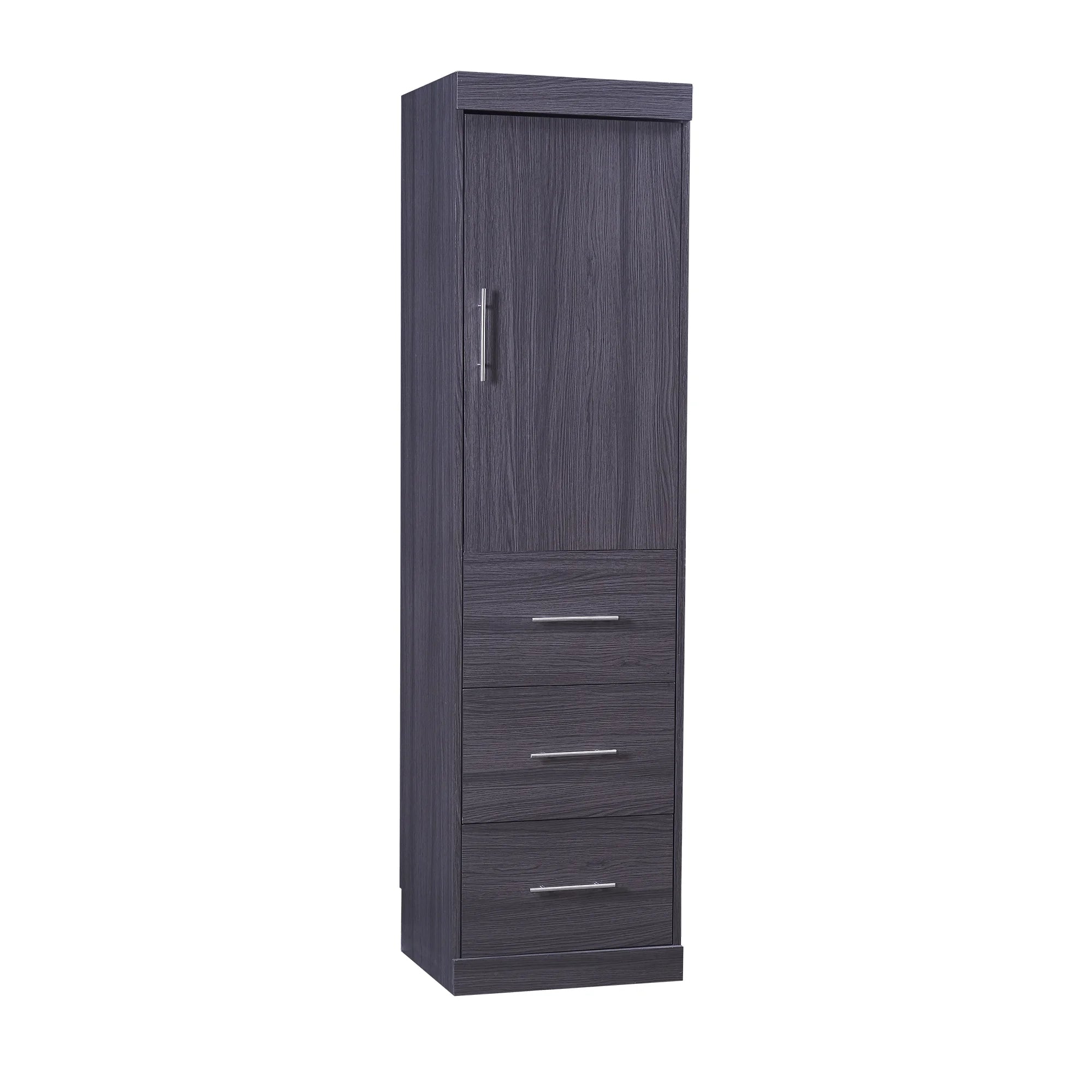 Euroco Wood Full Size Murphy Wall Bed with Wardrobe and Drawers for Living Room, Moveable Wardrobe and Drawers, Space - Saving & Easy Open and Close for Kids Teens Adults, Gray