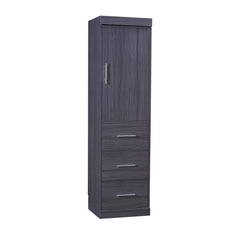 Euroco Wood Full Size Murphy Wall Bed with Wardrobe and Drawers for Living Room, Moveable Wardrobe and Drawers, Space - Saving & Easy Open and Close for Kids Teens Adults, Gray