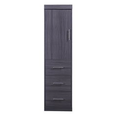 Euroco Wood Full Size Murphy Wall Bed with Wardrobe and Drawers for Living Room, Moveable Wardrobe and Drawers, Space - Saving & Easy Open and Close for Kids Teens Adults, Gray