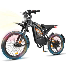 OUXI GT2000 Electric Dirt Bike for Adults, 3000W Peak Electric Motorcycle, 37MPH Electric Bike, 48V 30ah Battery, 85+Miles Mountain Bike, 24" Fat Tire Ebike, Hydraulic Brakes, Full Suspension, UL2849