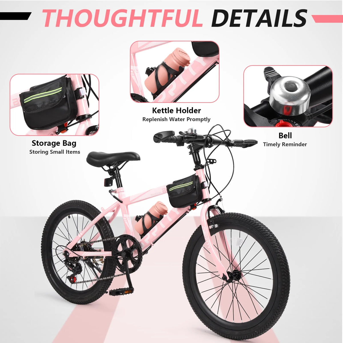 SPPTTY 20 - 24 in Bike, 6 - Speed Mountain Bike for Men Women Boys Girls, Comfort Saddle, Blue