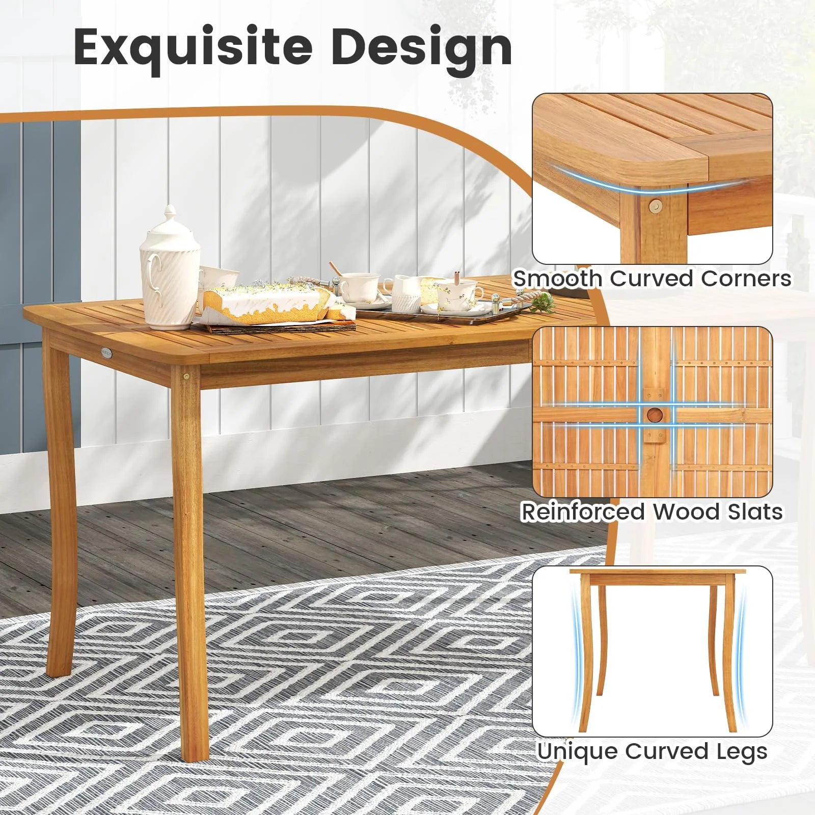 Tangkula Outdoor Table and Cushioned Chairs Set with 1.97” Umbrella Hole