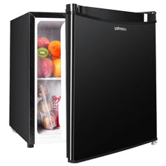 Upstreman 1.7 cu ft Mini Fridge with Freezer Single Door Compact Refrigerator, Low Noise, Energy Saving, Adjustable Temperature, Reversible Door, for Home Office Dorm, Black FR17