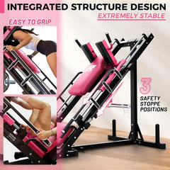 Ritfit Leg Press Hack Squat Machine, Professional Adjustable Leg Press Machine for Home Gym with Linear Bearing, Specialty Hack Squat Machine for Full Lower Body Workout with Weight Storage, Pink