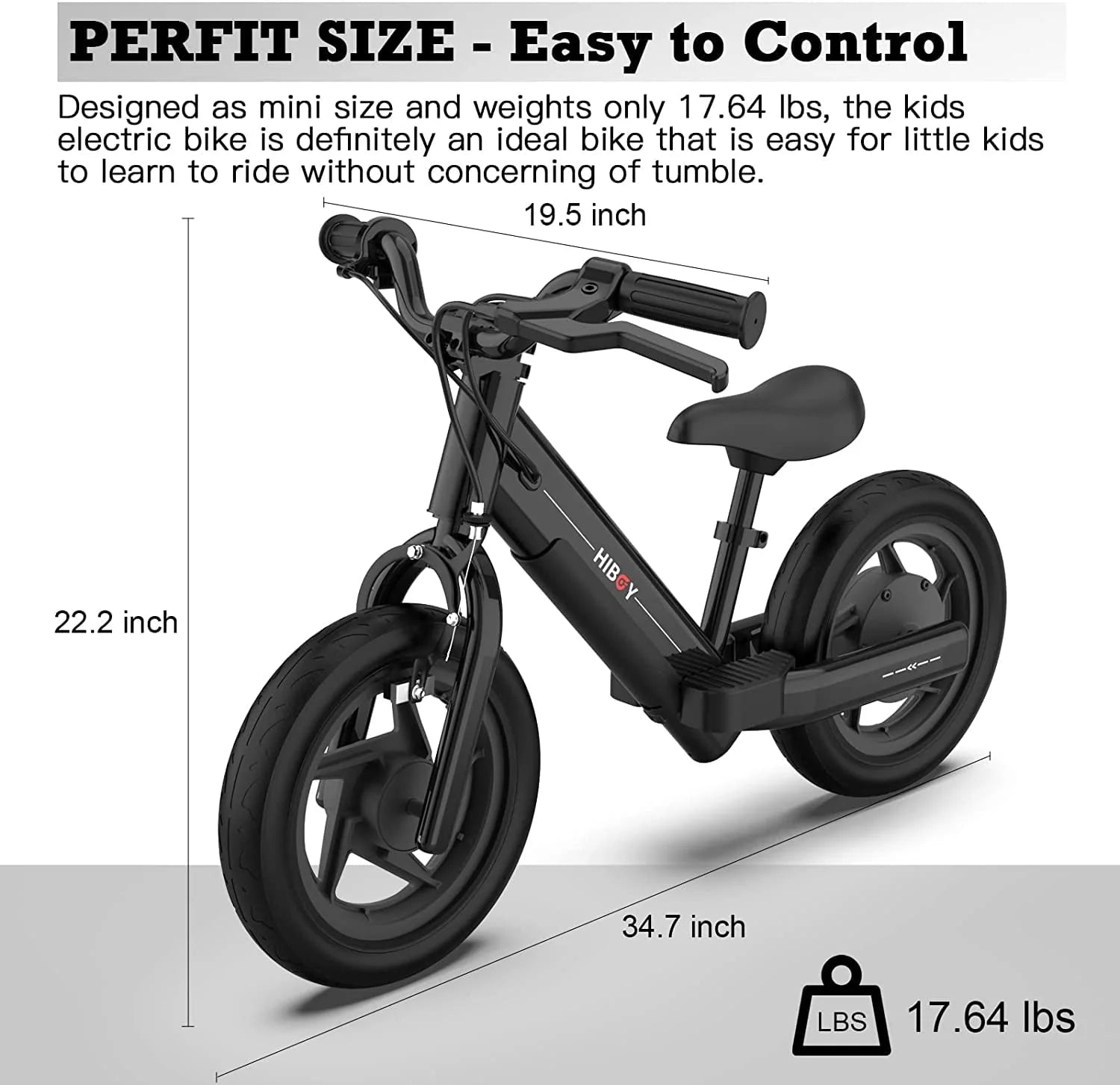 Hiboy BK1 Electric Bike for Kids Ages 3 - 5 Years, 24V 100W Electric Balance Bike 12 in Inflatable Tire Adjustable Seat, Electric Bicycle Gift for Kids