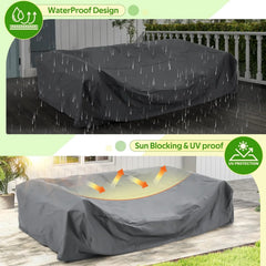 AECOJOY 4 Piece Metal Patio Furniture Set with Waterproof Cover, Convertible Outdoor Daybed with Coffee Table
