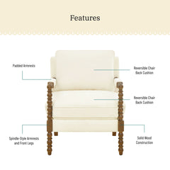 Pioneer Woman Harper Spindle Accent Chair, Jade Fabric Upholstery