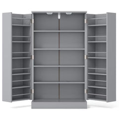 Spaco 17 - Tier Kitchen Small Pantry Cabinet with 2 Doors and 6 Adjustable Shelves, Cabinet Pantry, Freestanding 5 - Tier Shelving Pantries for Kitchen Storage, Gray