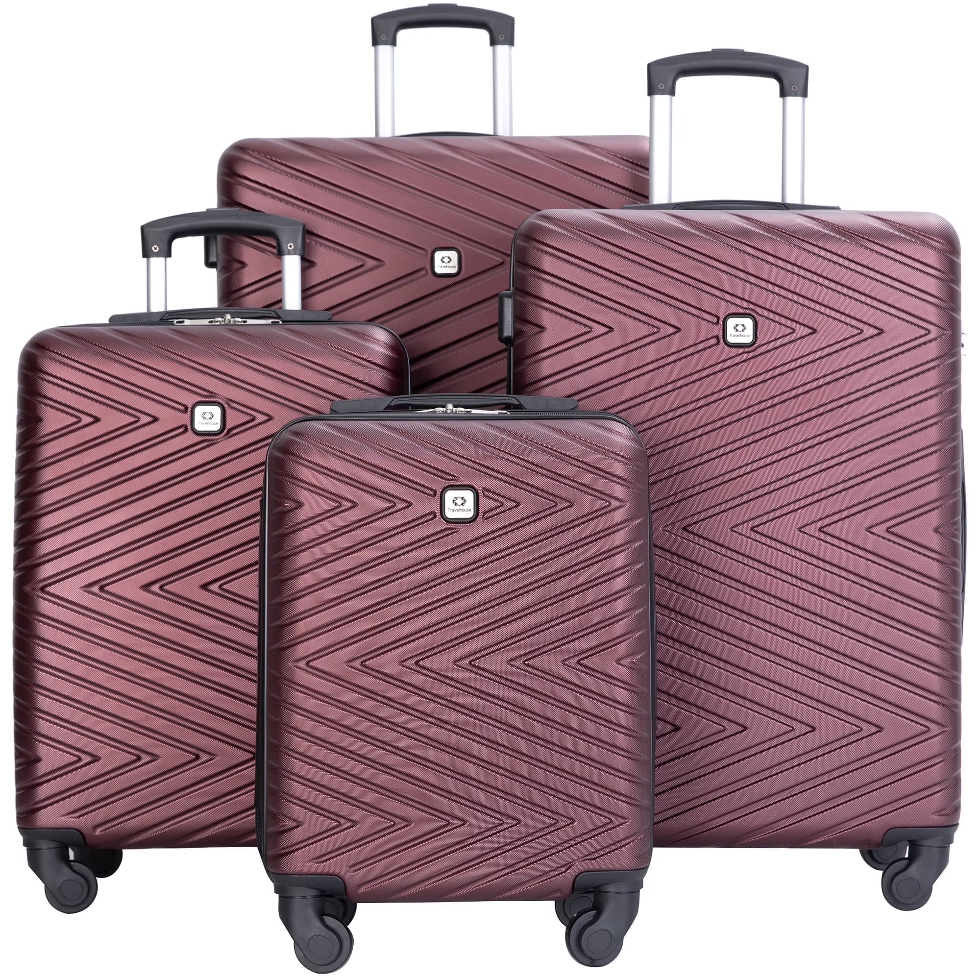 Travelhouse 4 Piece Hardshell Luggage Set Hardside Lightweight Suitcase with TSA Lock Spinner Wheels.(Blue)