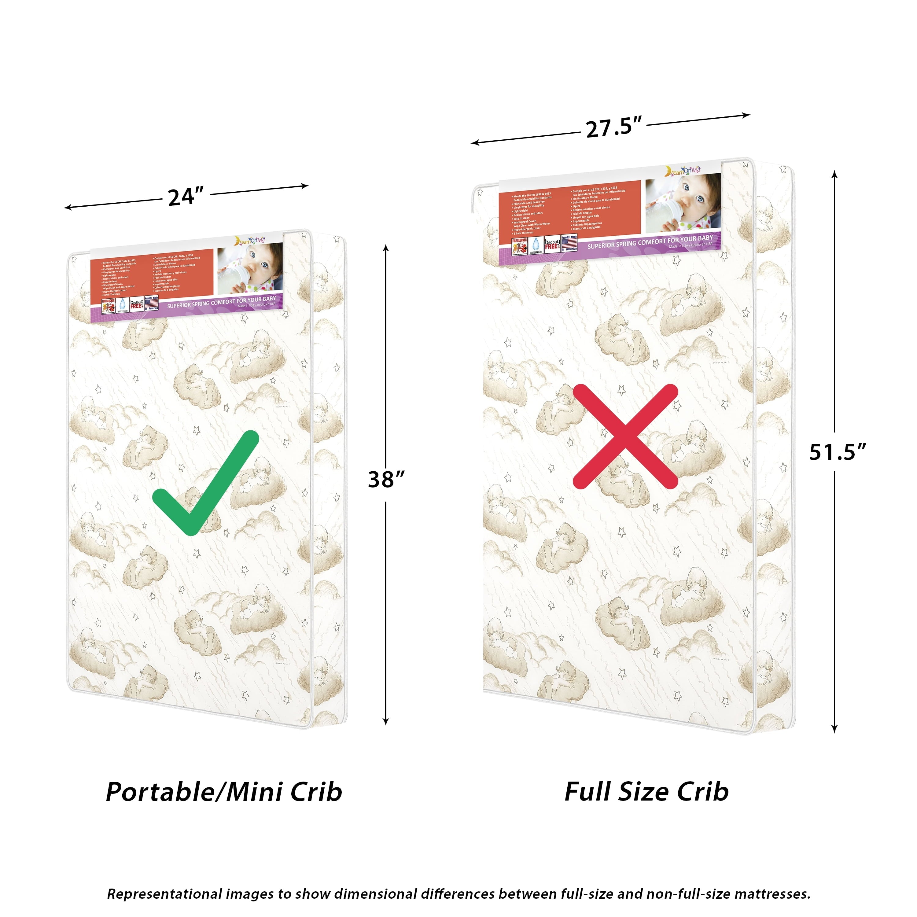 on Me. Sunset 3 Extra Firm Fiber Portable Crib Mattress