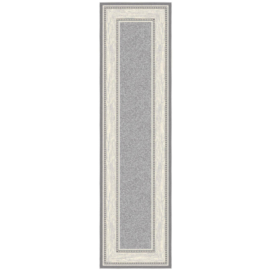 Ottomanson Ottohome Collection Non-Slip Rubberback Bordered Design 3x10 Indoor Runner Rug, 2 ft. 7 in. x 9 ft. 10 in., Gray