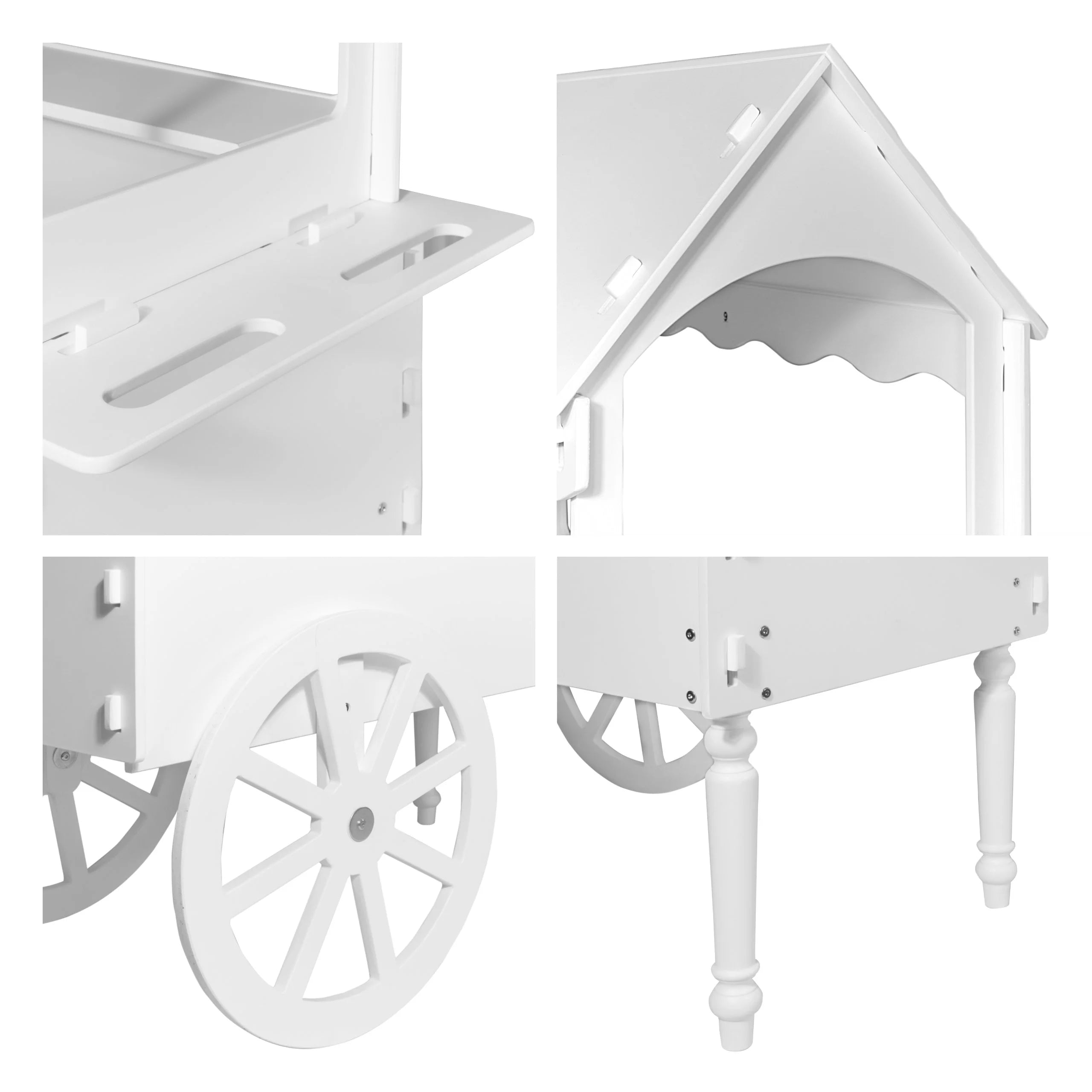 Candy Cart for Party - Candy Cart Display Stand with Wheels for Party - Dessert Cart - Decorated Wood Candy Cart with Wheels for Birthdays Wedding - Easy to Assemble Vintage Candy Cart on Wheels
