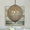 1 - Light 12" Retro Antique Gold Crystal Globe Chandelier Small Sphere Pendant Light