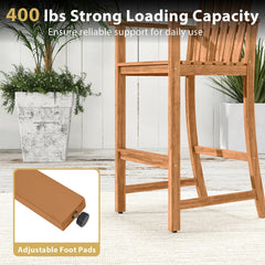 Tangkula Tall Adirondack Chair | Outdoor Acacia Wood Bar Stool with Back