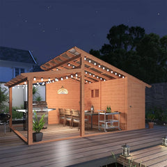 AECOJOY 20' × 12.5' Outdoor Wooden Gazebo with Storage Room