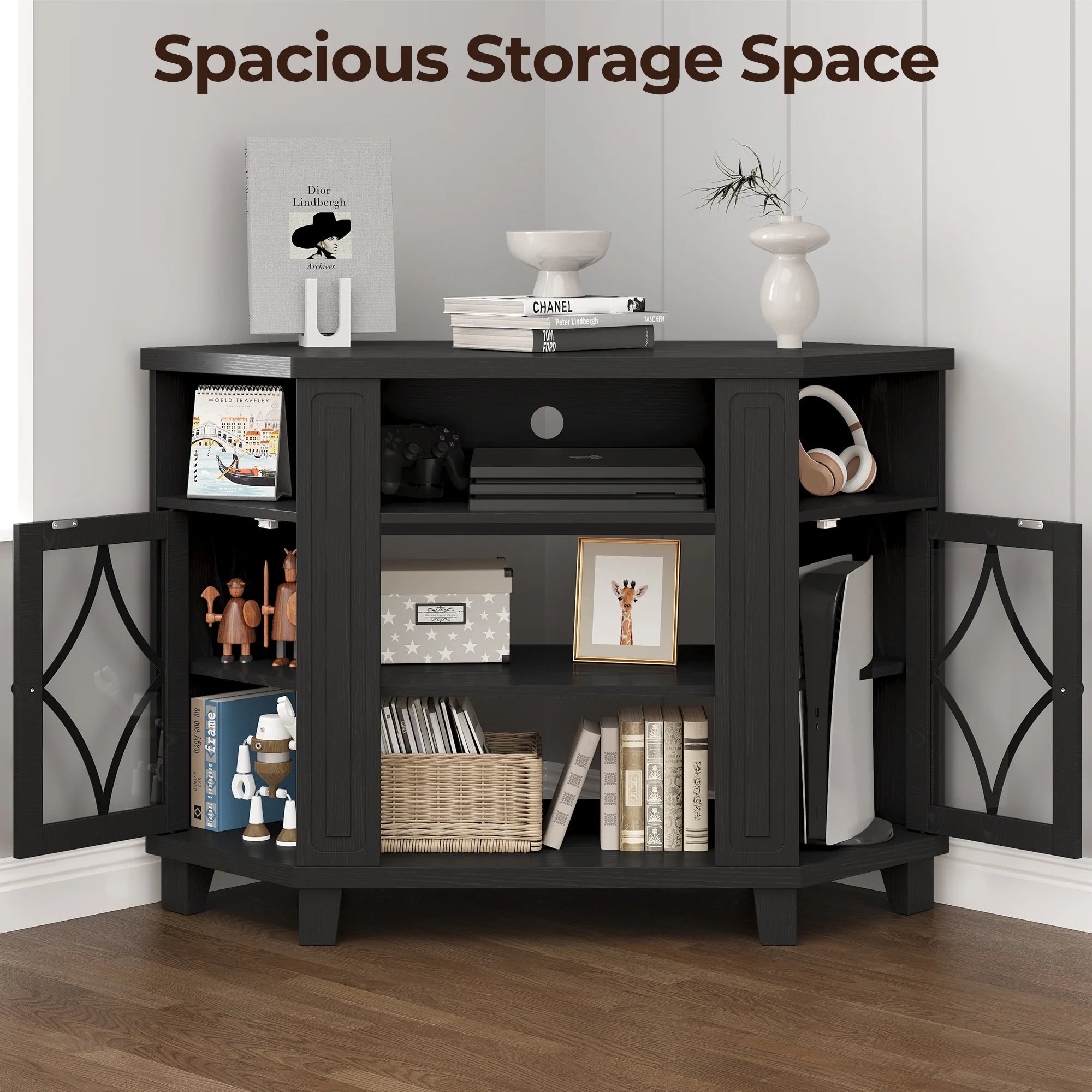 Mayincolor Farmhouse TV Stand for 65+ Inch TV, 34'' Tall Entertainment Center with Sliding Barn Doors, Rustic Wood Media Console Storage Cabinet Television Stand for Living Room, Light Grey