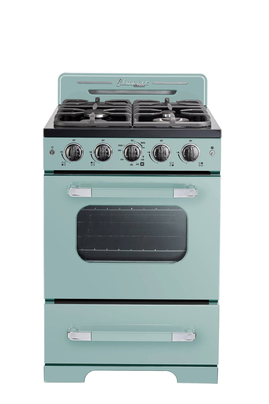 Unique Appliances Classic Retro 24 inch Freestanding Gas Range with 4 Sealed Burners, 2.9 Cu. ft. Marshmallow White