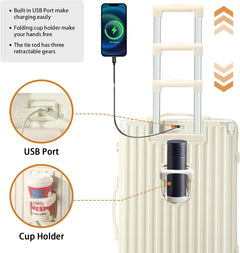 20 in Carry on Luggage with Cup Holder & USB Port, Airline Approved TSA - Locked Luggage, Lightweight PC Material Travel Suitcase with 360 Spinner Wheel