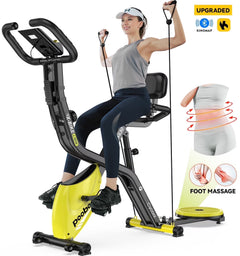 Pooboo 4in1 Folding Exercise Bike Indoor Cycling Bike Stationary Magnetic X Bike Gym Workout 300 lb Easy to Get on/Off