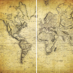 Oriental Furniture 6 Ft. Tall Vintage World Map Canvas Room Divider - 3 Panel