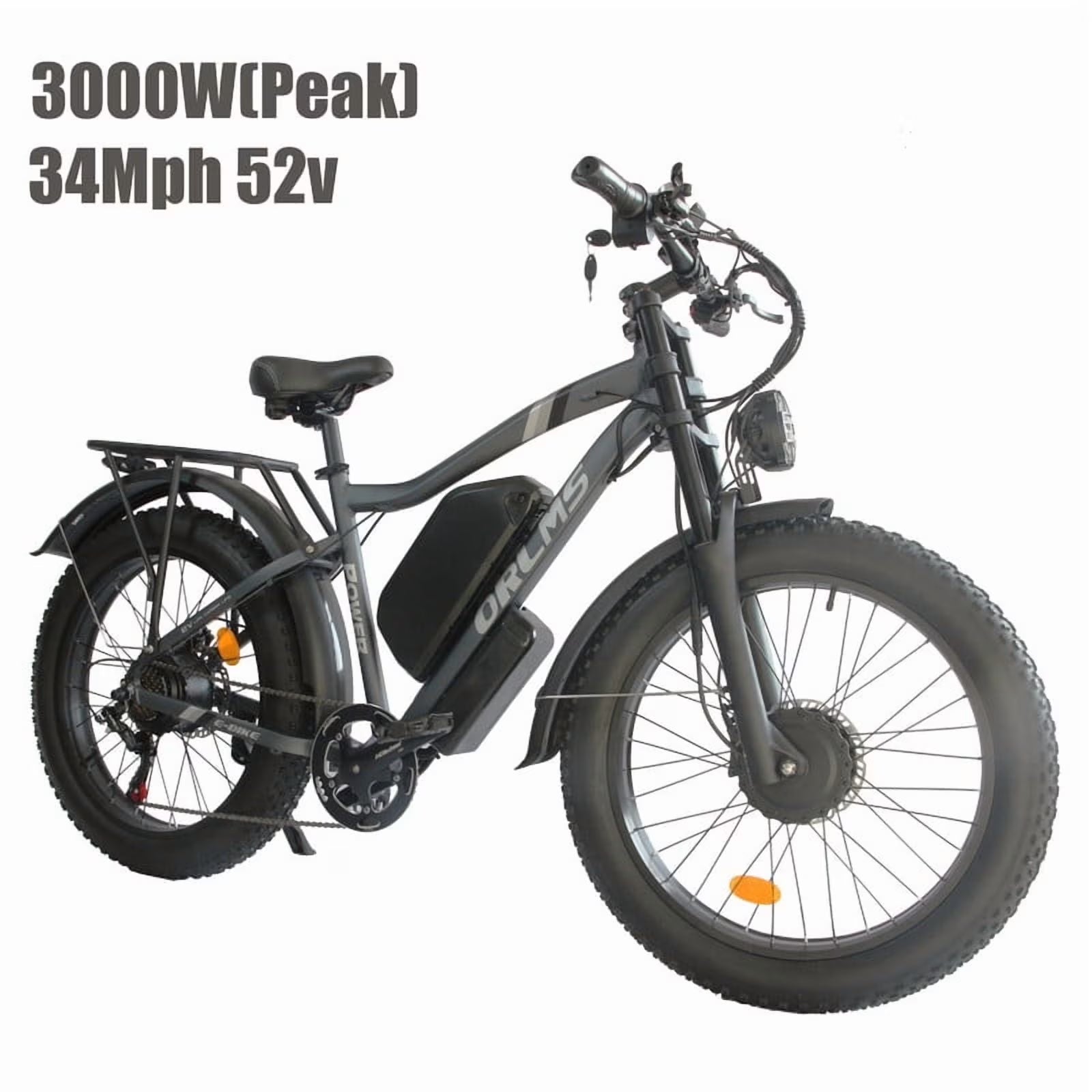 3000w（peak)Motor 190NM Electric Bike SMLRO MX500 for Adults, with 52v25ah Battery E Bicycles, 24" Fat Tire All - Terrain Electric Bicycle for Adult, Max 37MPH Ebike, 7 - Speed UL2849