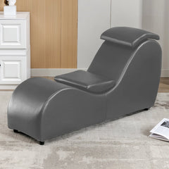 MUZZ Yoga Chair, Curved Yoga Chaise Lounge for Adults Stretching Exercising Relaxing, Chaise Lounge Chair with Adjustable Mats for Living Room Apartment Indoor(Dark Grey)