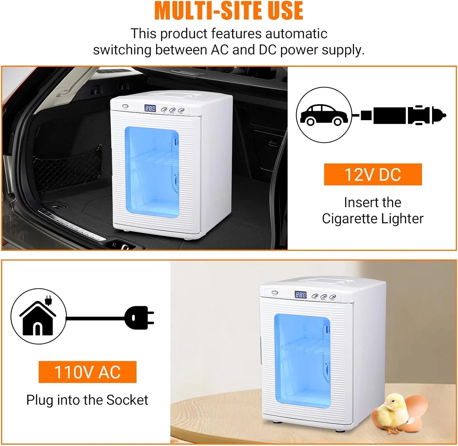 Garvee 25 L Reptile Incubator for Hatching Eggs - Portable Scientific Laboratory Incubator, Temperature Controlled 10� - - 60� - for Small Reptiles, Cooling and Heating Digital Incubator, 12V/110V Black
