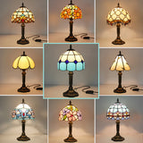 Retro Mediterranean Mosaic Table Lamp – Glass Shade Decorative Desk Light