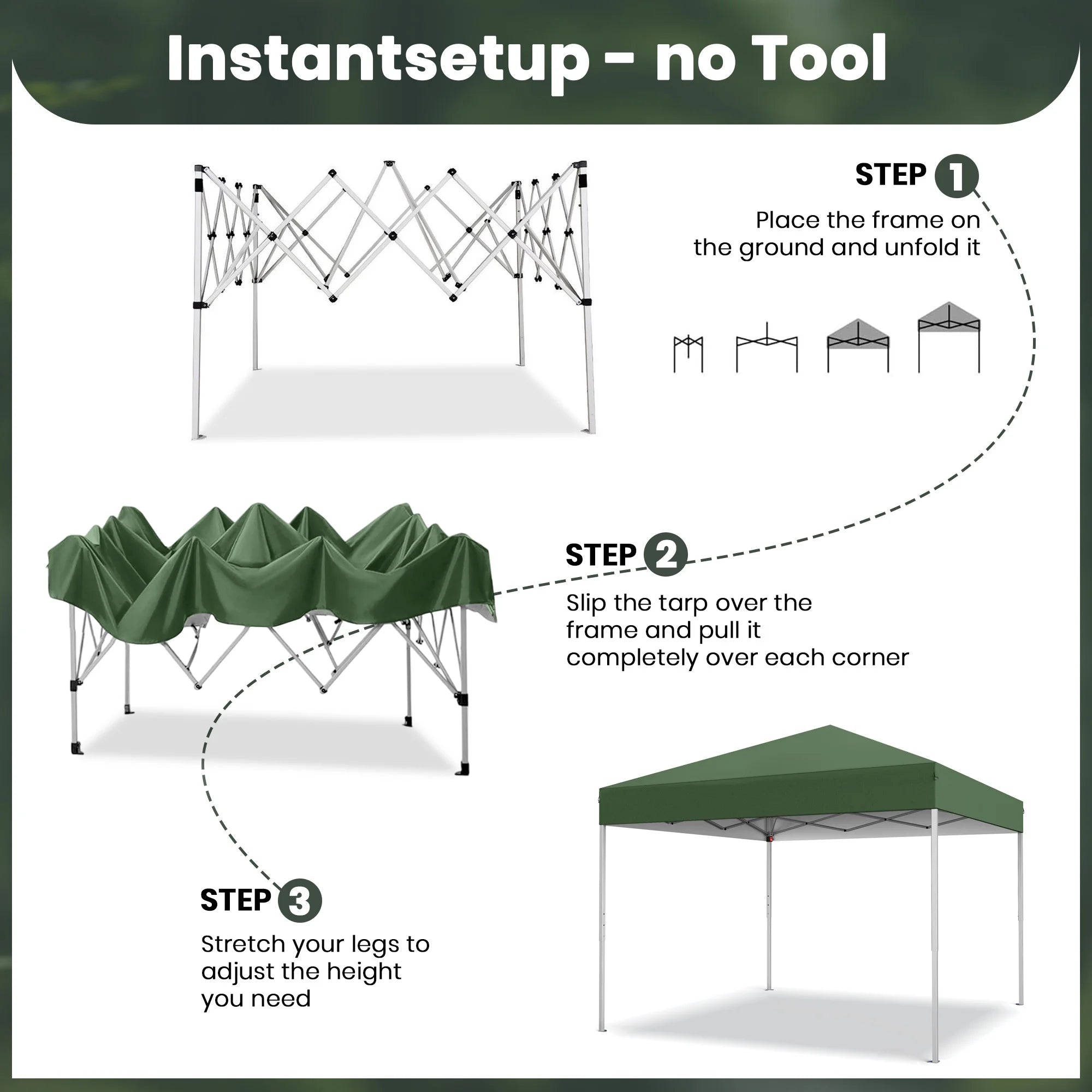 GVDV Canopy Tent, 10x10 Ft Easy Pop up Outdoor Canopy Tent, Portable Straight Leg Gazebo Instant Canopy, Blue