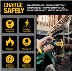 DEWALT Level - 2 Portable Electric Vehicle EV Charger up to 16 Amps, 120 - 240 - Volt AC 3.8 KW, 25 Ft. Cable, Weatherproof
