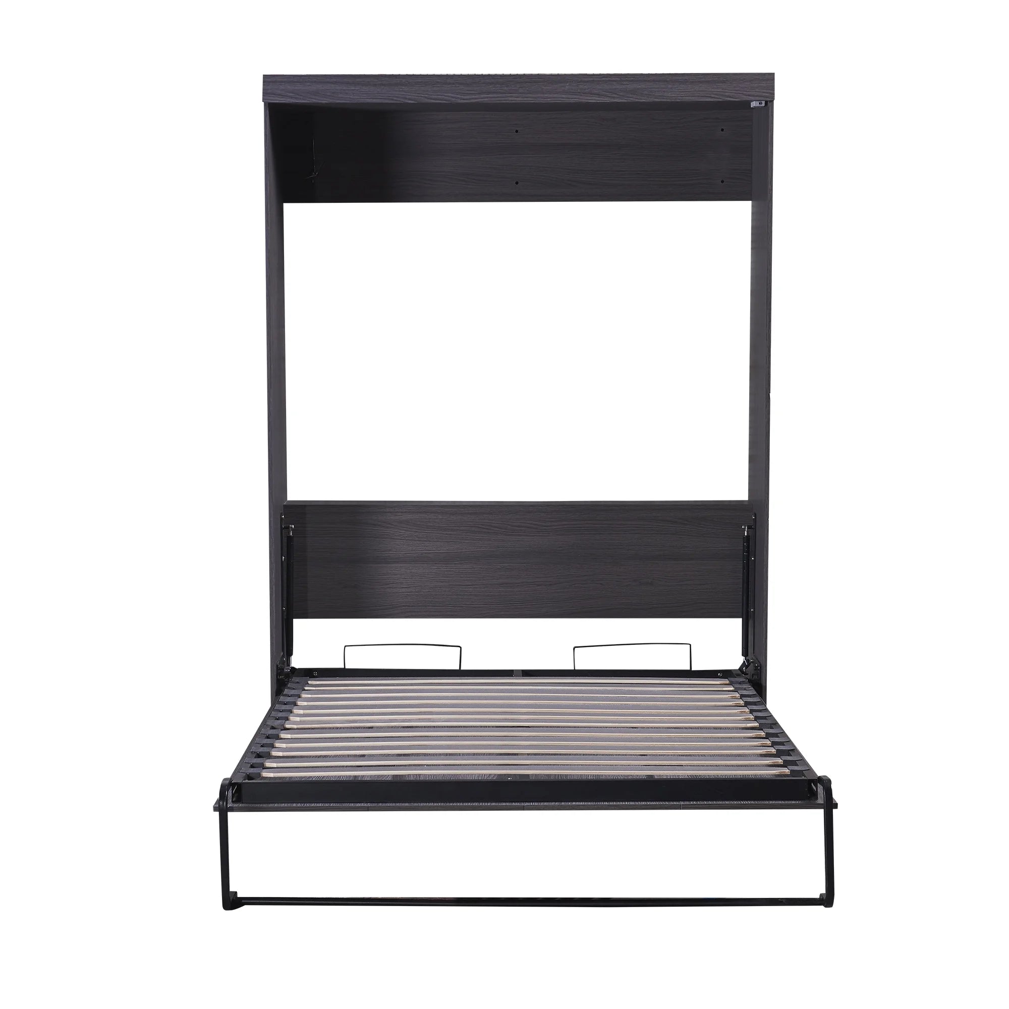 Euroco Wood Full Size Murphy Wall Bed with Wardrobe and Drawers for Living Room, Moveable Wardrobe and Drawers, Space - Saving & Easy Open and Close for Kids Teens Adults, Gray