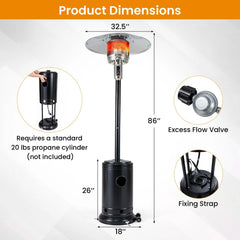 Tangkula 50,000 BTU Patio Propane Heater 86” Tall Portable Gas Heater