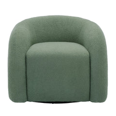 360 Swivel Accent Chair for Living Room, Boucle Barrel Armchair Single Sofa Chair Reading Chair, Sage Green