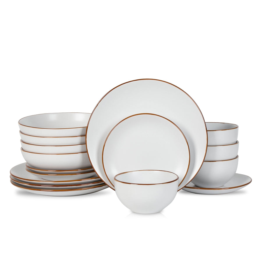 Stone + Lain Brasa Stoneware White Dinnerware Set | 16-Piece 4