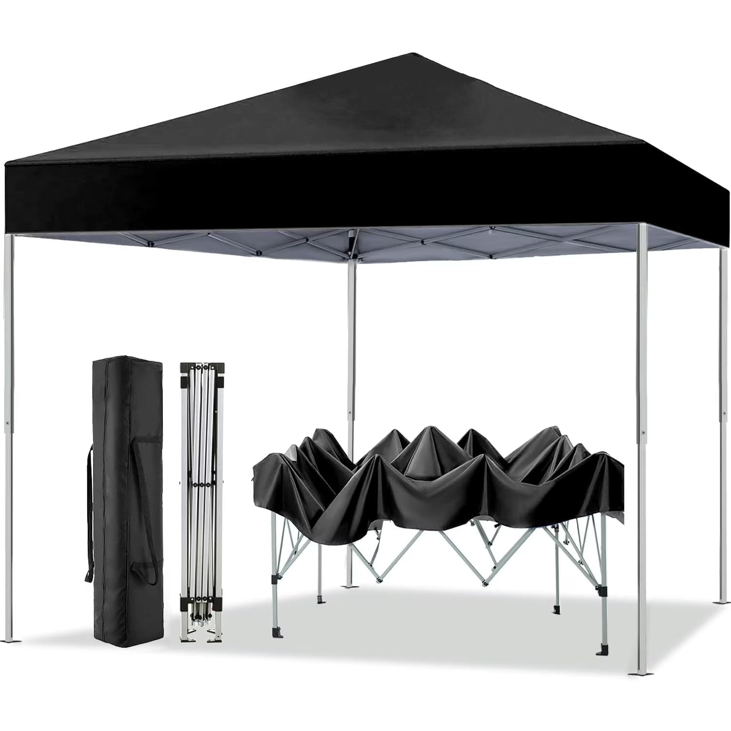 GVDV Canopy Tent, 10x10 Ft Easy Pop up Outdoor Canopy Tent, Portable Straight Leg Gazebo Instant Canopy, Blue