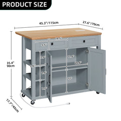 Uforic Kitchen Island Cart with Power Outlets, Kitchen Storage Trolley Cart with Storage Shelves & Drawers, Off - White