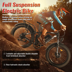 TUTTIO Adria26 5000W Electric Mountain Bike for Adults, 26" Fat Tire E - Bike for Men, 7 Speed, Max 46mph