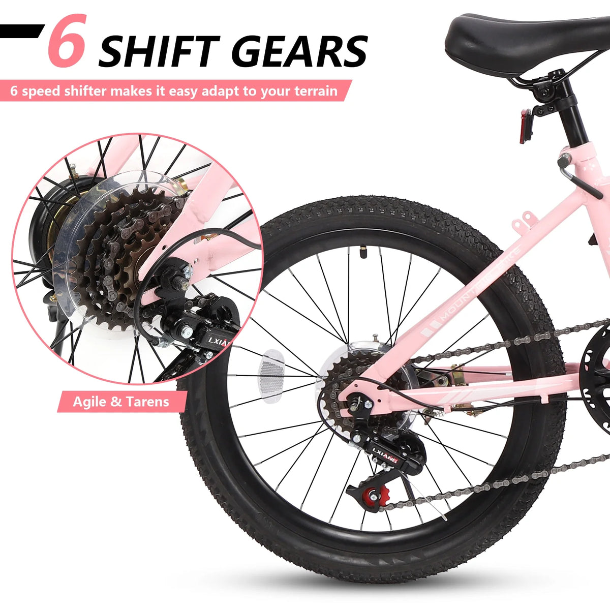 SPPTTY 20 - 24 in Bike, 6 - Speed Mountain Bike for Men Women Boys Girls, Comfort Saddle, Blue