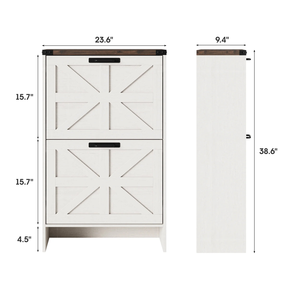VEANERWOOD Shoes Storage Cabinet with Doors, Farmhouse Shoe Cabinet with 2 Flip Drawers for Entryway, Gray