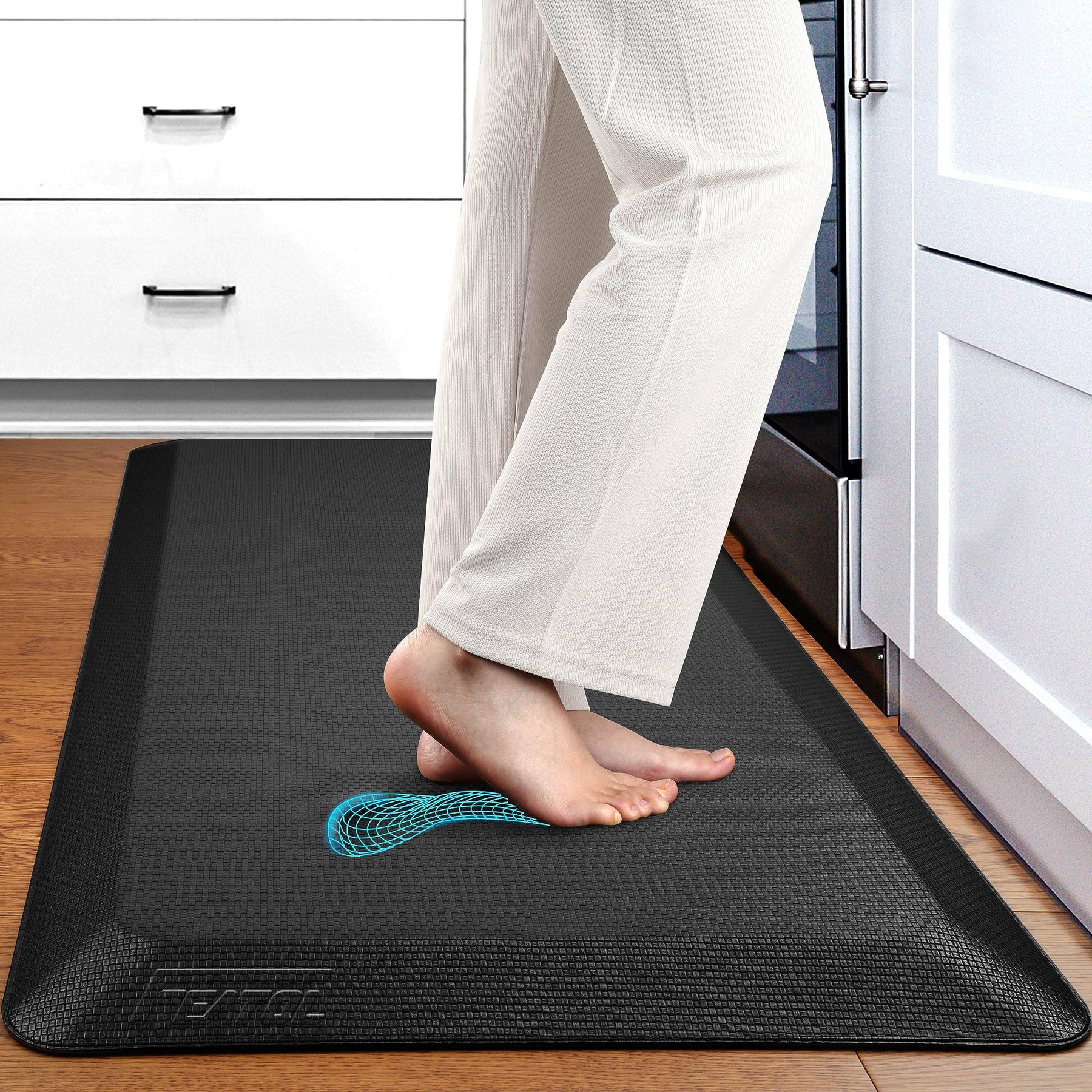 FEATOL Anti Fatigue Mat Floor Kitchen Mat, 9/10 inch Thick (20" x 39", Black)
