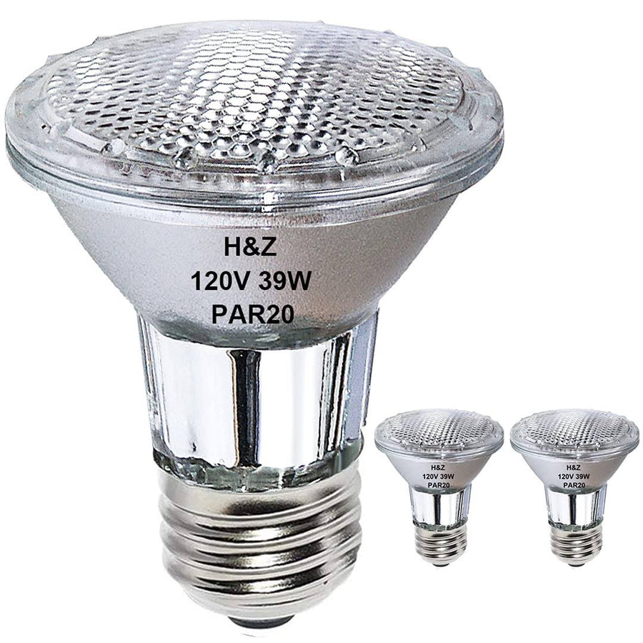 Vinaco 2pcs PAR20 Halogen 39W 120V Dimmable, Long Lifespan E26 PAR20 Light Bulb with 3000K Warm White for Indoor/Outdoor, Size: 3x2.26x3, Clear