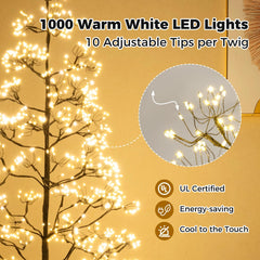 5/6/7 FT Lighted Alpine Tree for Christmas, Pre-lit Artificial Cedar Tree with Weighted Base