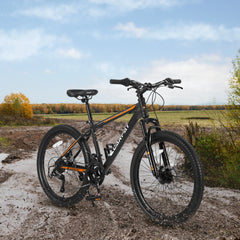 26 in Mountain Bike, Shimano 21 Speeds W/Mechanical Disc Brakes, High - Carbon Steel Frame, Suspension MTB Bikes Mountain Bicycle for Adult & Teenagers