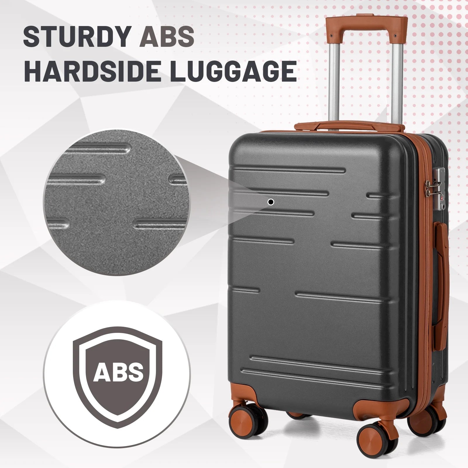 Zimtown Luggage 3 Piece Set Suitcase ABS Hardside Lightweight with TSA Lock Spinner Wheels, Beige