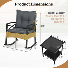 Tangkula 3 Pieces Outdoor Rocking Chairs Set for Garden