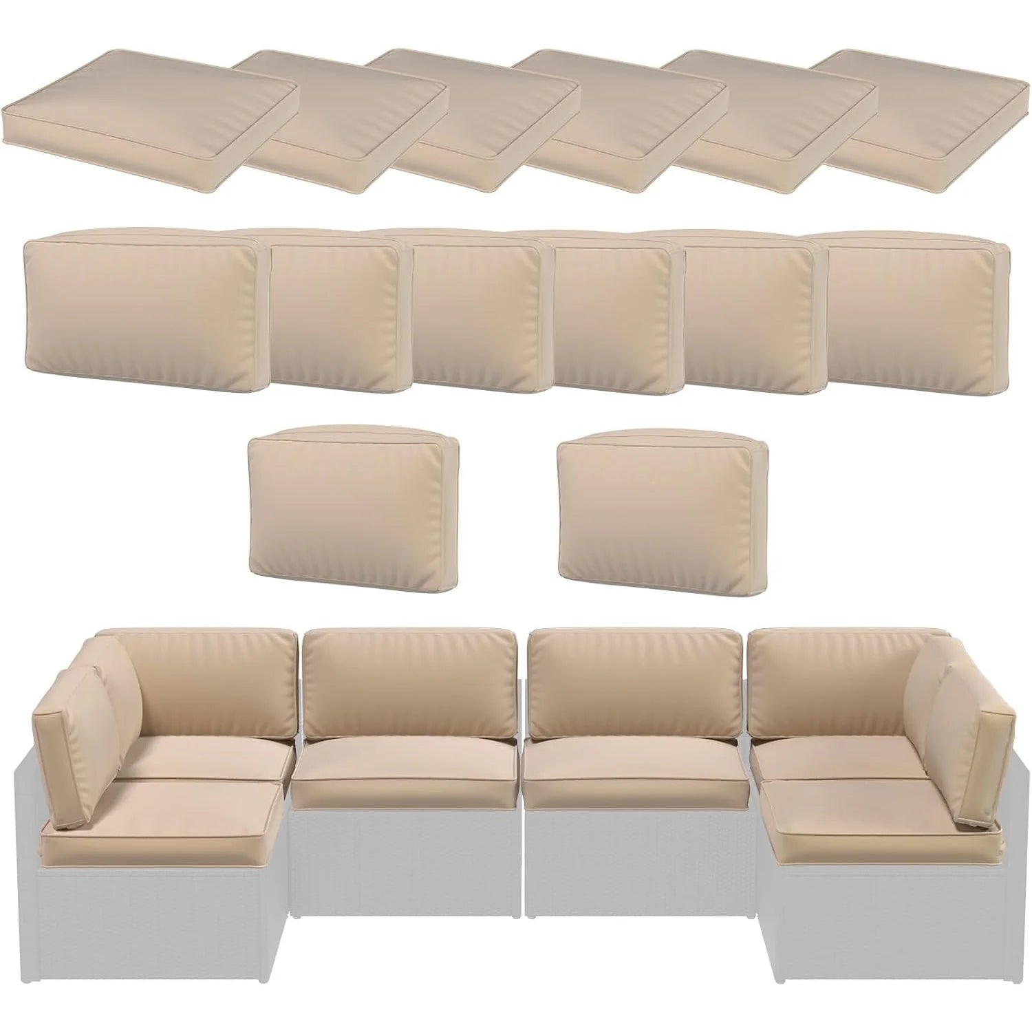 AECOJOY Outdoor Cushions for Patio Furniture 14PCS Outdoor Cushion Covers Replacement Washable with Zipper