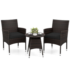 Tangkula 3 Piece Patio Furniture Set | Hand-Woven PE Wicker Conversation Set
