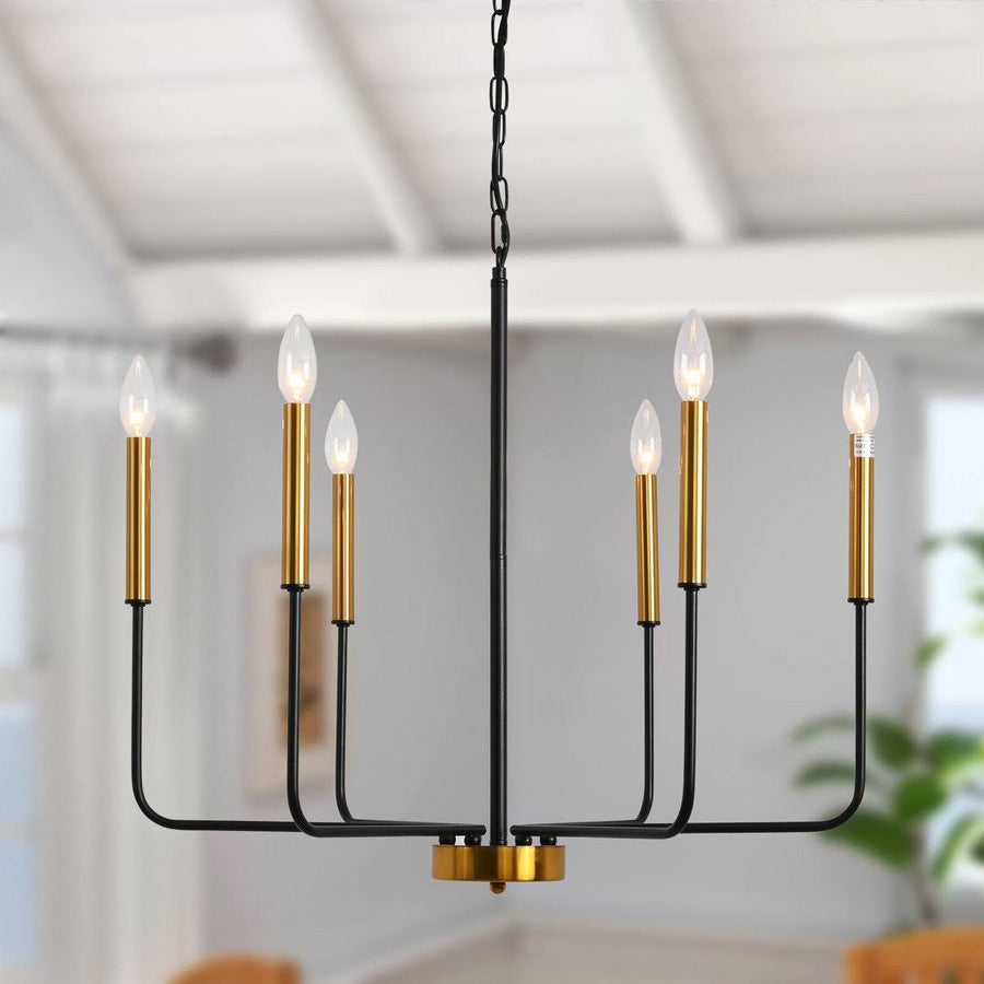 Marshana Classic / Traditional Chandelier 6 Light Fixture Modern Farmhouse Candle Style Chandelier Gracie Oaks Finish: Black/Gold